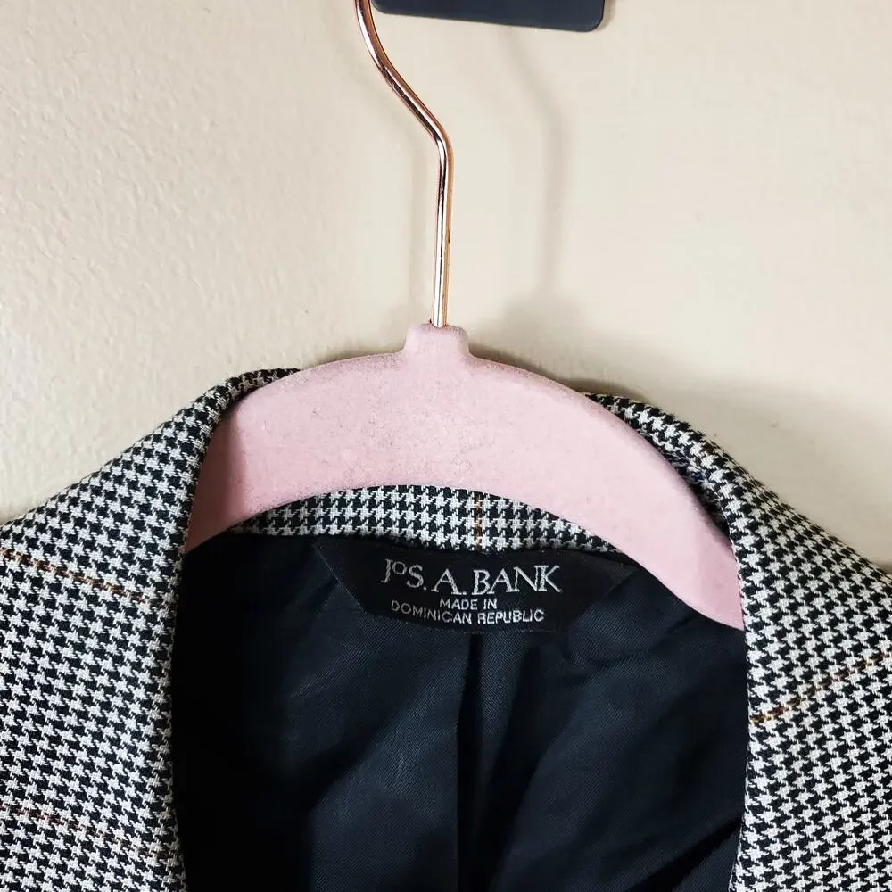 Jos. A. Bank Silk & Wool Blend Black Houndstooth Sportscoat Sizr 44R